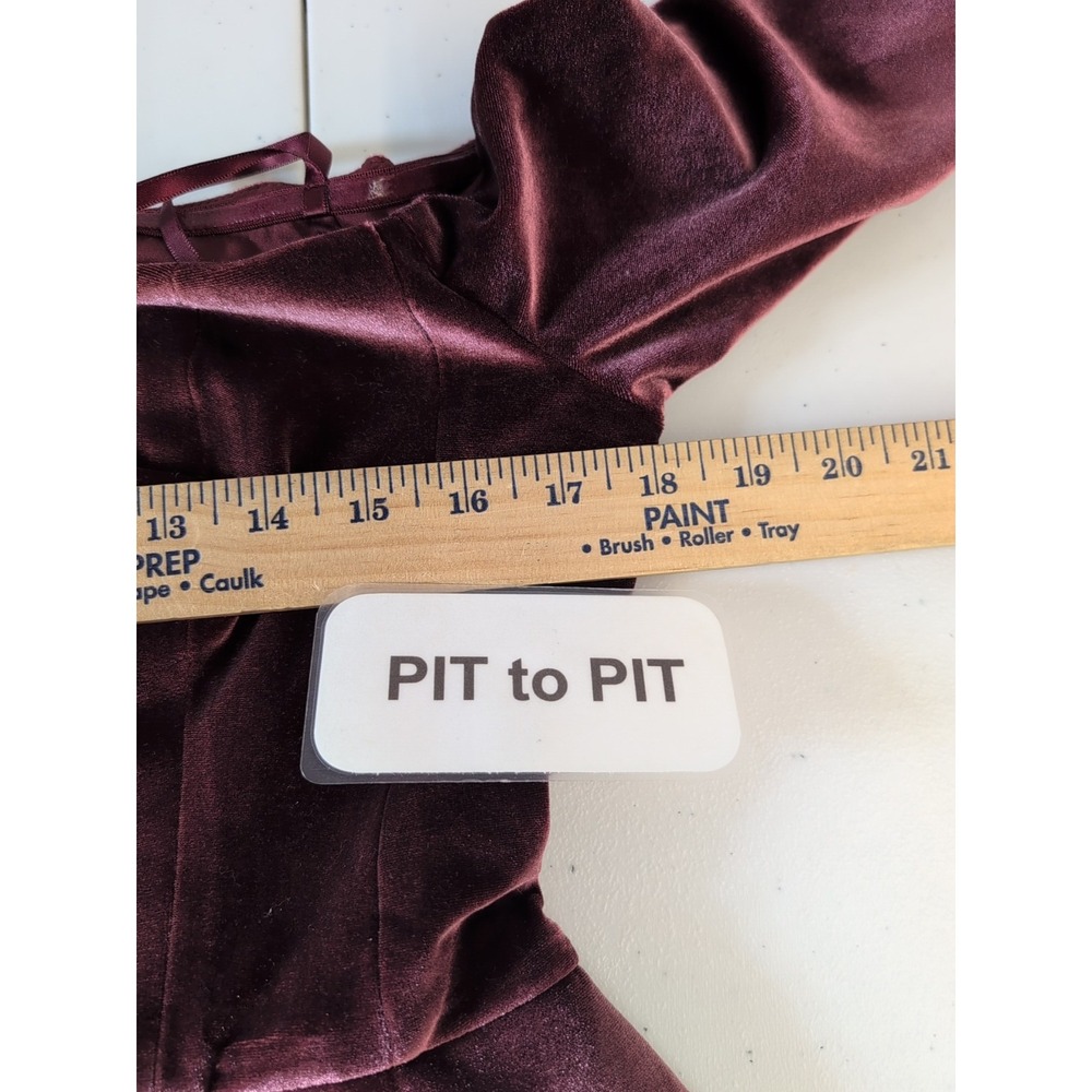 NEW Anthropologie Hutch Holiday festiv Square Neck Mini Dress Mauve Velvet Sz 10 - Picture 10 of 12